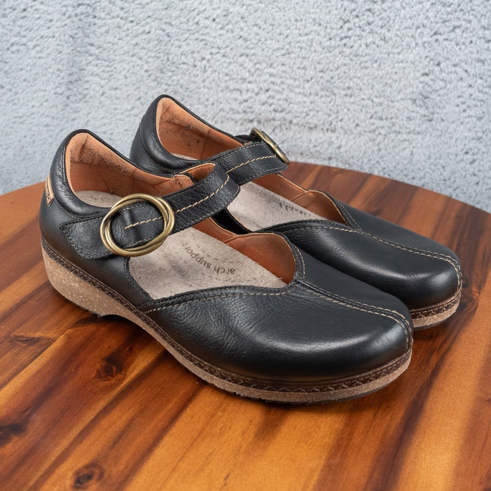 Pikolinos Granada Leather Shoes Women's Size EU 41 US 10 Black Mary Jane